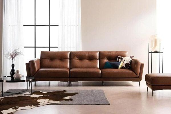 Sofa 3 chỗ chân cao nâu