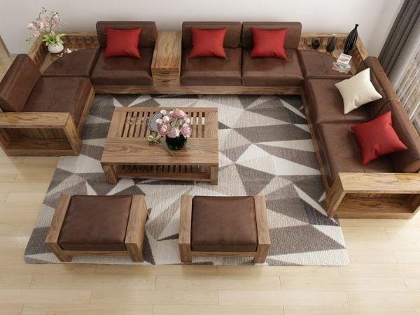 Mẫu sofa chữ U hiện đại tạo nên không gian ấm cúng