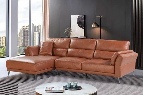 Sofa nhập khẩu Italia da bò nâu thu hút