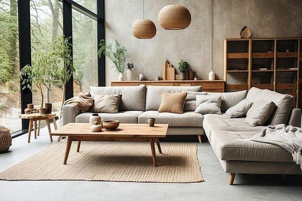 Ghế sofa góc màu xám hiện đại