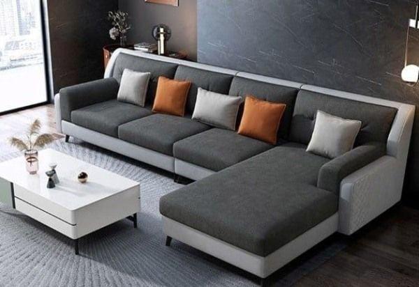 Ghế sofa chữ L màu đen loại nỉ