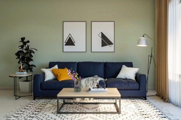 Sofa băng xanh đen 3 chỗ ngồi
