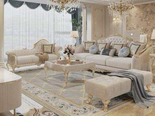 Sofa luxury với khung mạ vàng