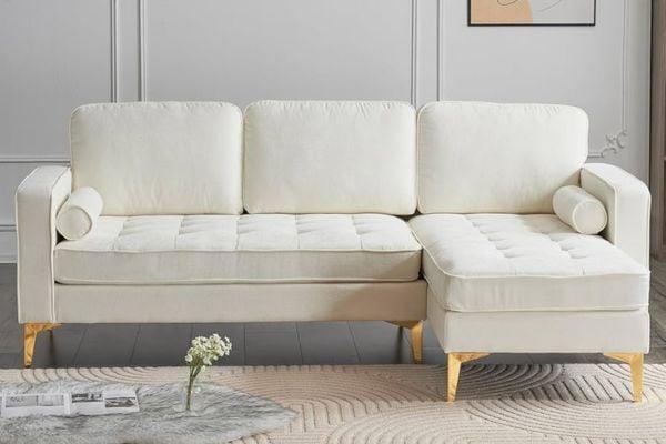 Sofa 3 chỗ chân cao trắng
