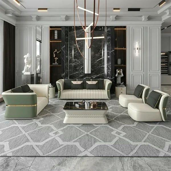 Mẫu 12: Ghế sofa nỉ góc chữ U cho phòng khách chung cư