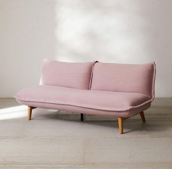Sofa 1m2 không tay vịn màu hồng nhẹ nhàng, đơn giản