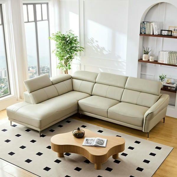 Sofa tối giản bằng da sang trọng