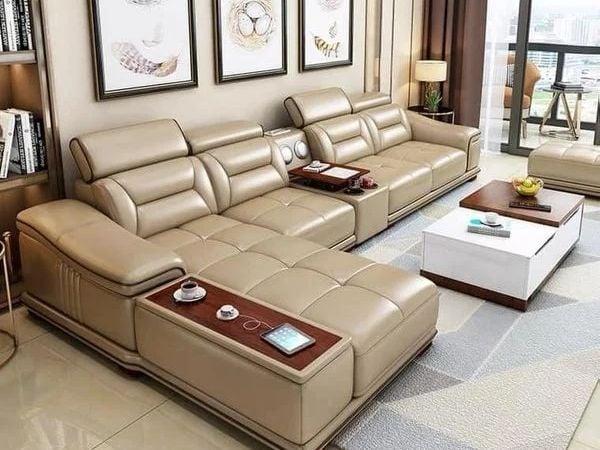 Sofa văn phòng với chất liệu da cao cấp, tạo cảm giác thoải mái và đẳng cấp