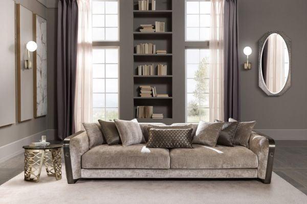 Sofa nỉ nhung phòng khách phong cách hiện đại