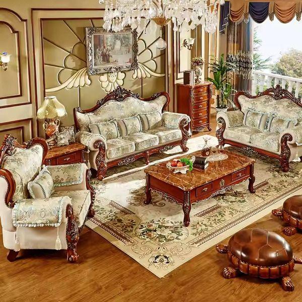Bộ sofa tân cổ điển chất liệu gỗ