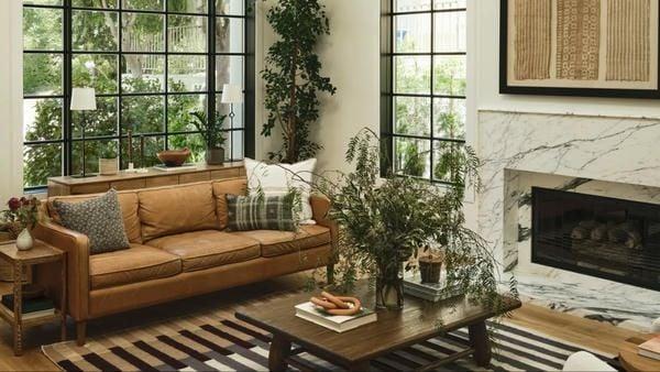 Ghế sofa đọc sách dáng dài da bò