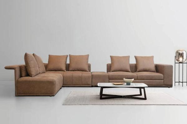 Sofa góc bọc nệm có bàn trà