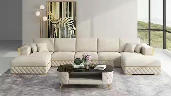 Mẫu 31: Mẫu thiết kế sofa bọc nỉ cho phòng khách rộng