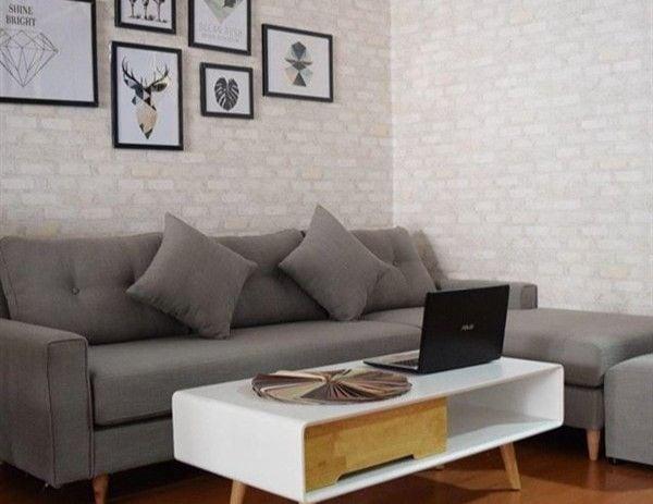 Mẫu ghế da chữ L màu xám đơn giản