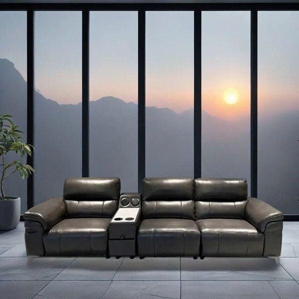 Sofa văng da 3 chỗ có bàn trà