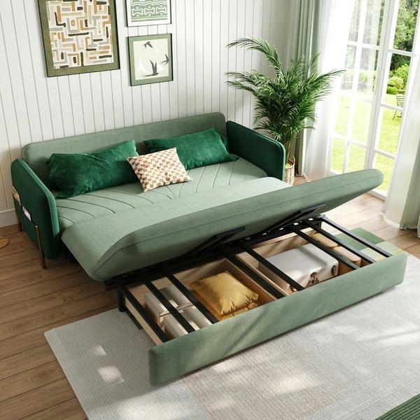 Sofa giường đa năng màu xanh tối giản