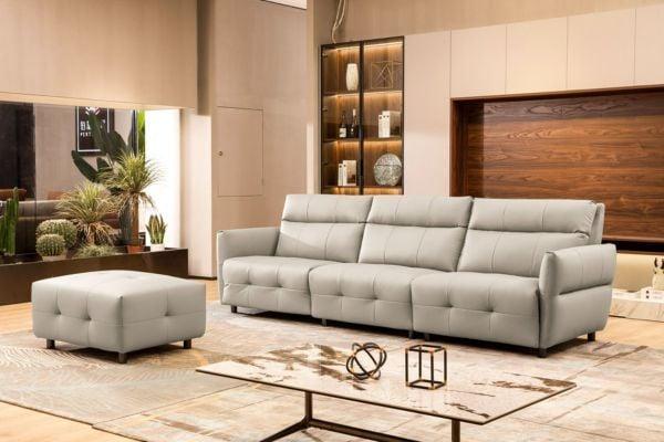Sofa 3 chỗ da công nghiệp màu xám