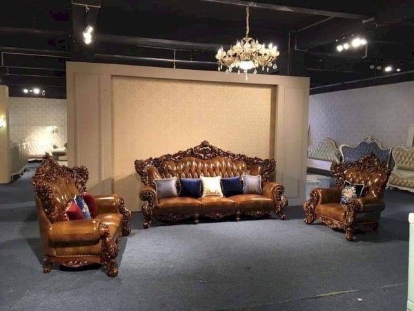 Sofa luxury bằng gỗ làm phòng khách ấm áp và sang trọng hơn