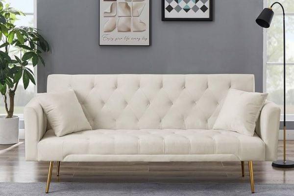 Sofa nỉ nhung đệm rút lõm