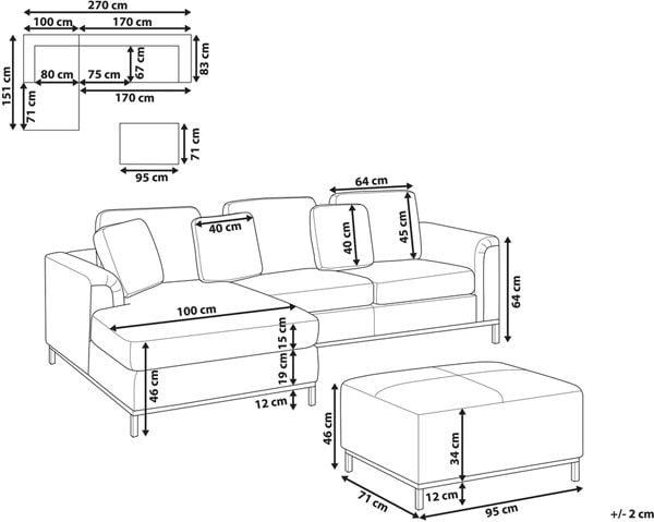 Mẫu sofa chữ L kèm ghế đơn kích thước phù hợp không gian nhỏ