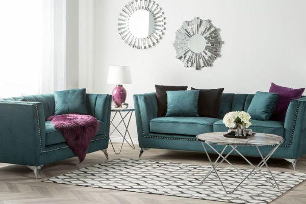 Sofa nhung màu xanh cổ vịt