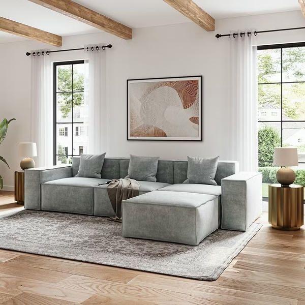 Tận hưởng cảm giác thư giãn trên mẫu sofa chữ L với thiết kế tối giản