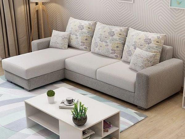 Sofa góc L giúp che đi khuyết điểm của bức tường