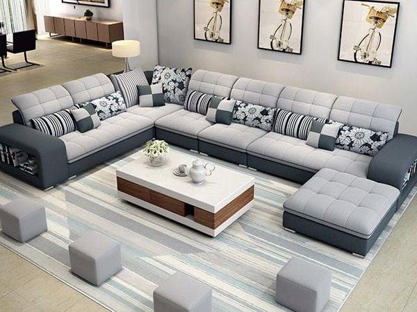 Sofa chữ U bọc vải cao cấp với thiết kế độc đáo và tiện nghi