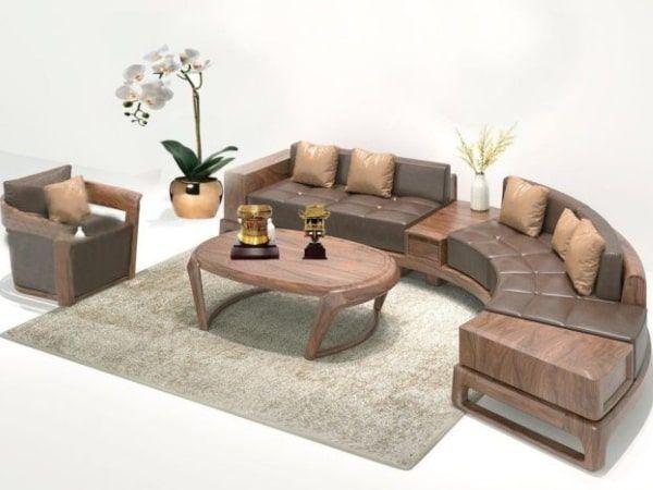 Mẫu sofa gỗ óc chó cho nhà ở vừa