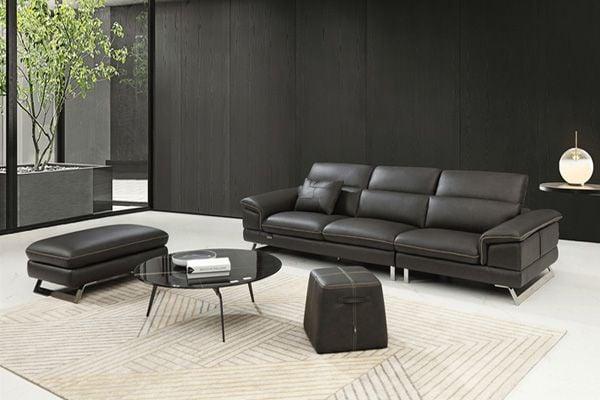 Mẫu sofa ý da nhuộm đen sang trọng