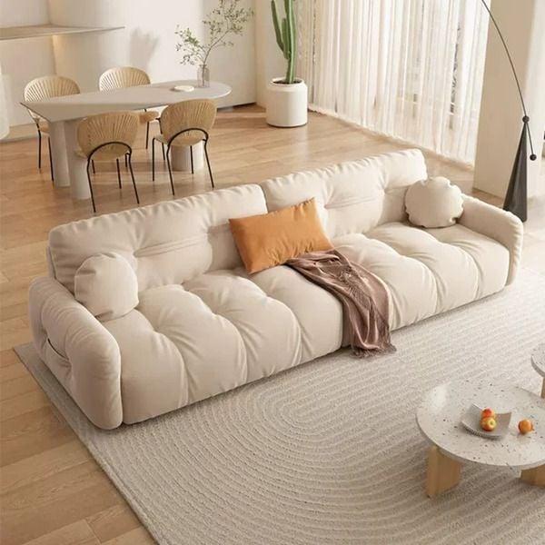 Ghế sofa văng bọc nỉ màu trắng siêu nổi bật