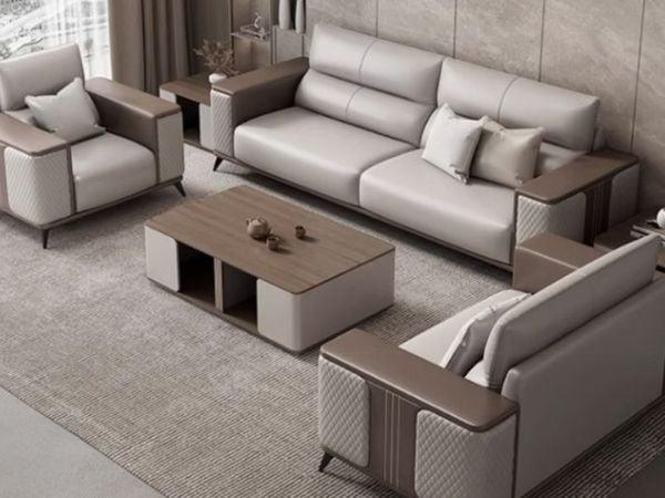Góc nhỏ thư giãn với chiếc sofa da màu nâu ấm áp