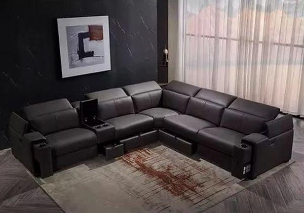 Sofa bọc da AR200 tích hợp hộc để đồ, hốc rác, để ly thích hợp cho gia đình