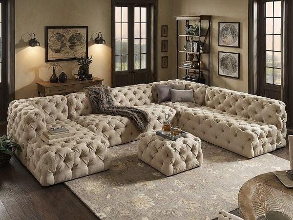 Sofa chữ U bọc vải nỉ êm ái