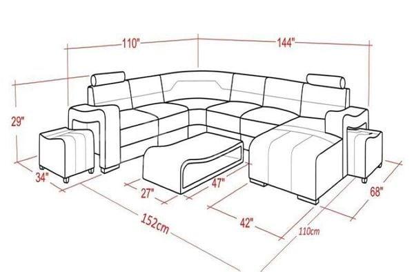 Bộ sofa đầy đủ gồm bàn trà, ghế băng và ghế đơn