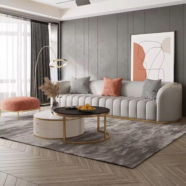 Ghế sofa da sang trọng hiện đại cho phòng khách