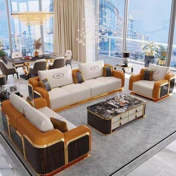 Ghế sofa da sang trọng kiểu Ý cho phòng khách