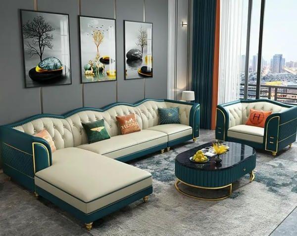 Mẫu 8: Bộ ghế sofa nỉ chữ U sang trọng hiện đại