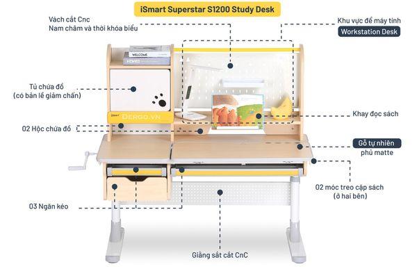bàn học sinh thông minh dành cho bé cấp 1 iSmart SuperStar - S1200