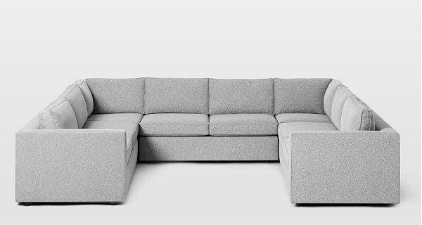 Sofa góc chữ U màu xám sang trọng, lịch sự
