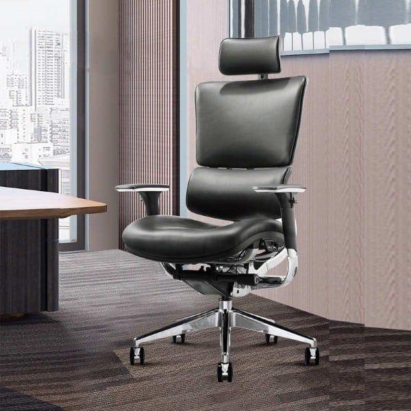 Ghế công thái học đệm da là ghế văn phòng chuẩn ergonomics