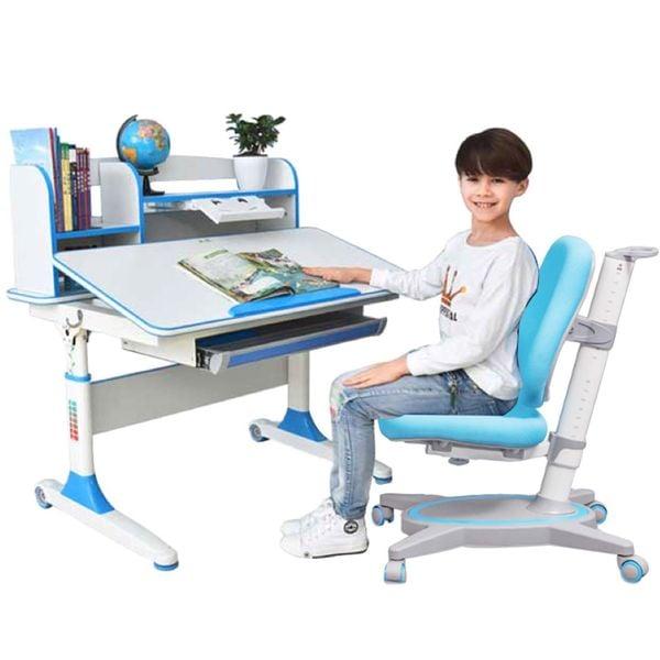 Mẫu bàn học sinh có giá sách bằng gỗ