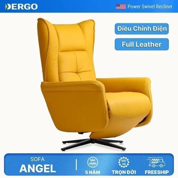 Ghế sofa chỉnh điện xoay thư giãn 360 độ, đệm da thật nhập khẩu ANGEL