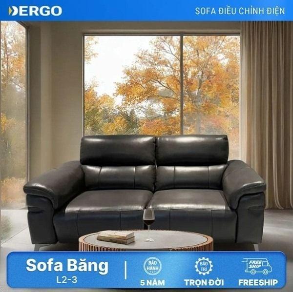 Sofa băng L2-3 chỗ nhỏ gọn, cơ chế chỉnh điện, phù hợp căn hộ hoặc phòng khách vừa