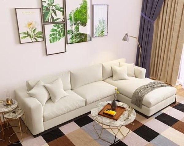 Sofa vải trắng tinh khôi và tinh tế