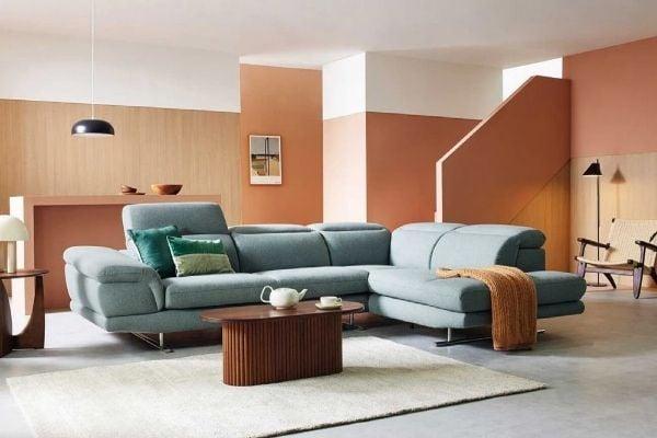 Sofa góc chữ L 4 chỗ màu xanh trang nhã