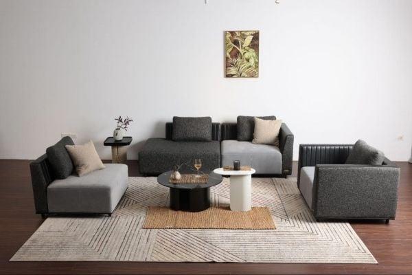 Sofa màu xám với phối màu trung tính
