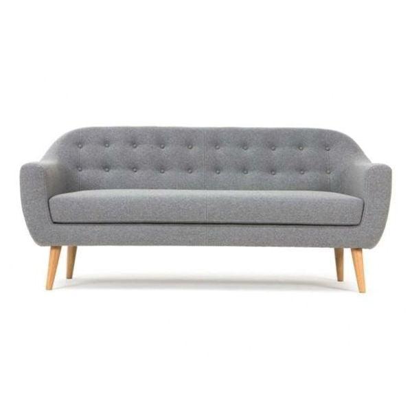Sofa màu xám lông chuột vải nỉ phối chân gỗ lạ mắt