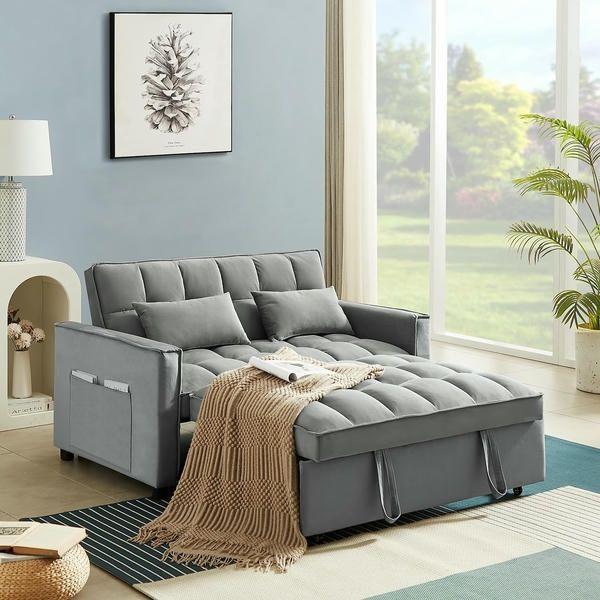 Mẫu giường ngủ sofa kéo ra có phần đệm ngồi có thể kéo ra để tạo thành giường ngủ