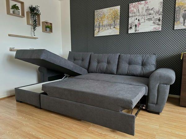 Giường ngủ sofa hình chữ L màu xám ghi sang trọng